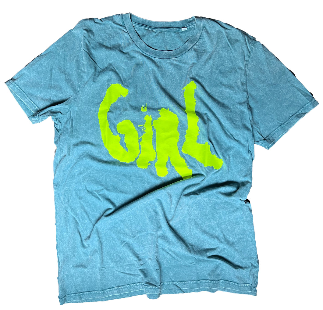 T-Shirt Vegan Splash Girl Blue Yellow