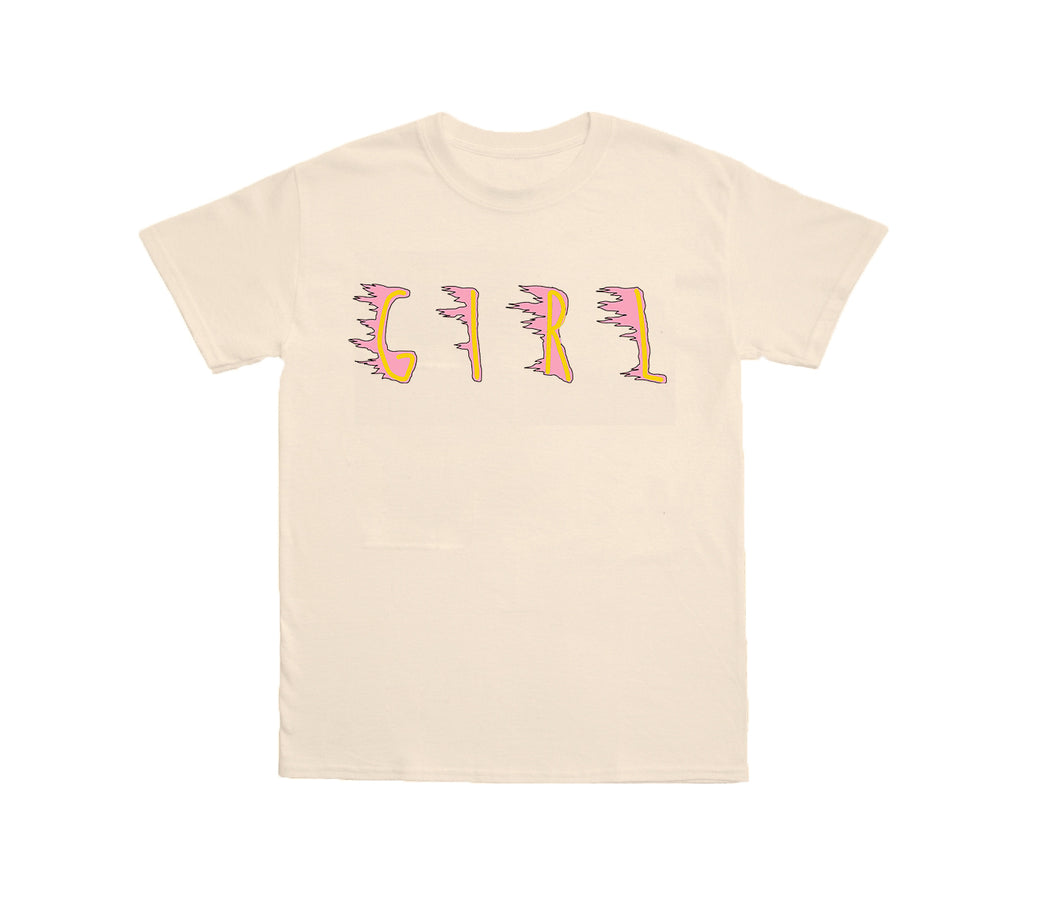 T-Shirt Climate Neutral Fire Girl Pink yellow