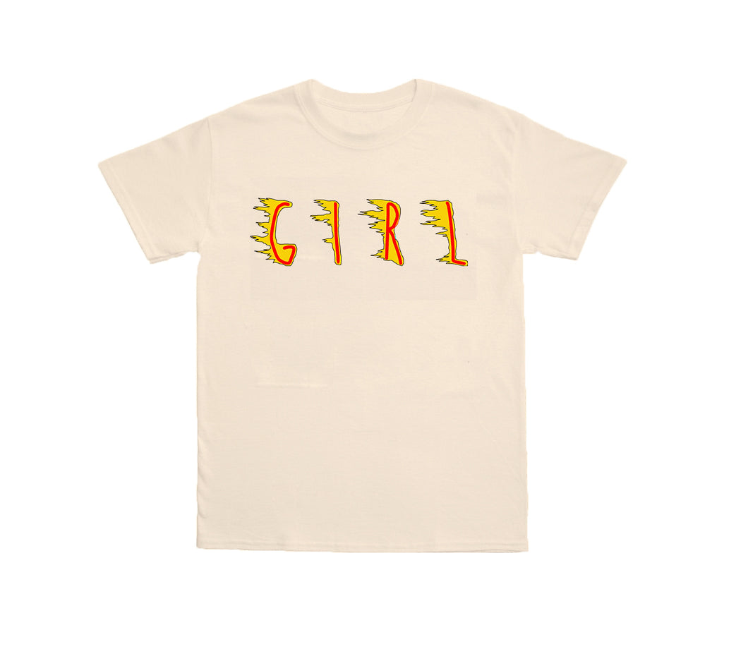 T-Shirt Climate Neutral Fire Girl Yellow Red